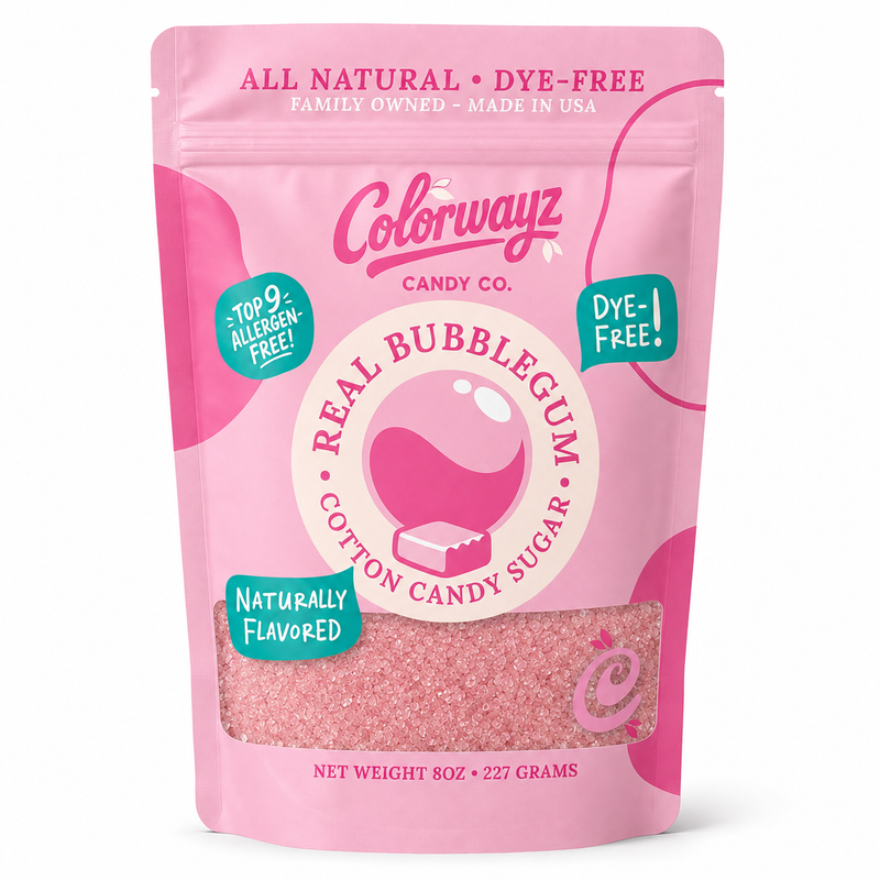 Dye-free bubblegum cotton candy sugar 8oz pouch — Colorwayz