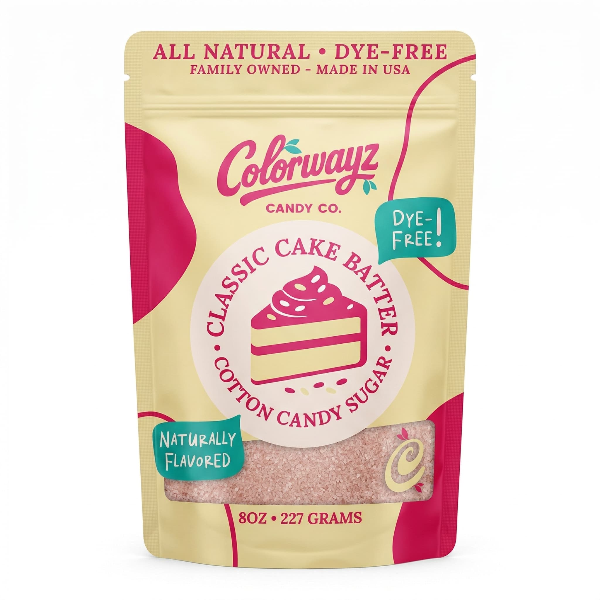 Dye-free cake batter cotton candy sugar 8oz pouch — Colorwayz