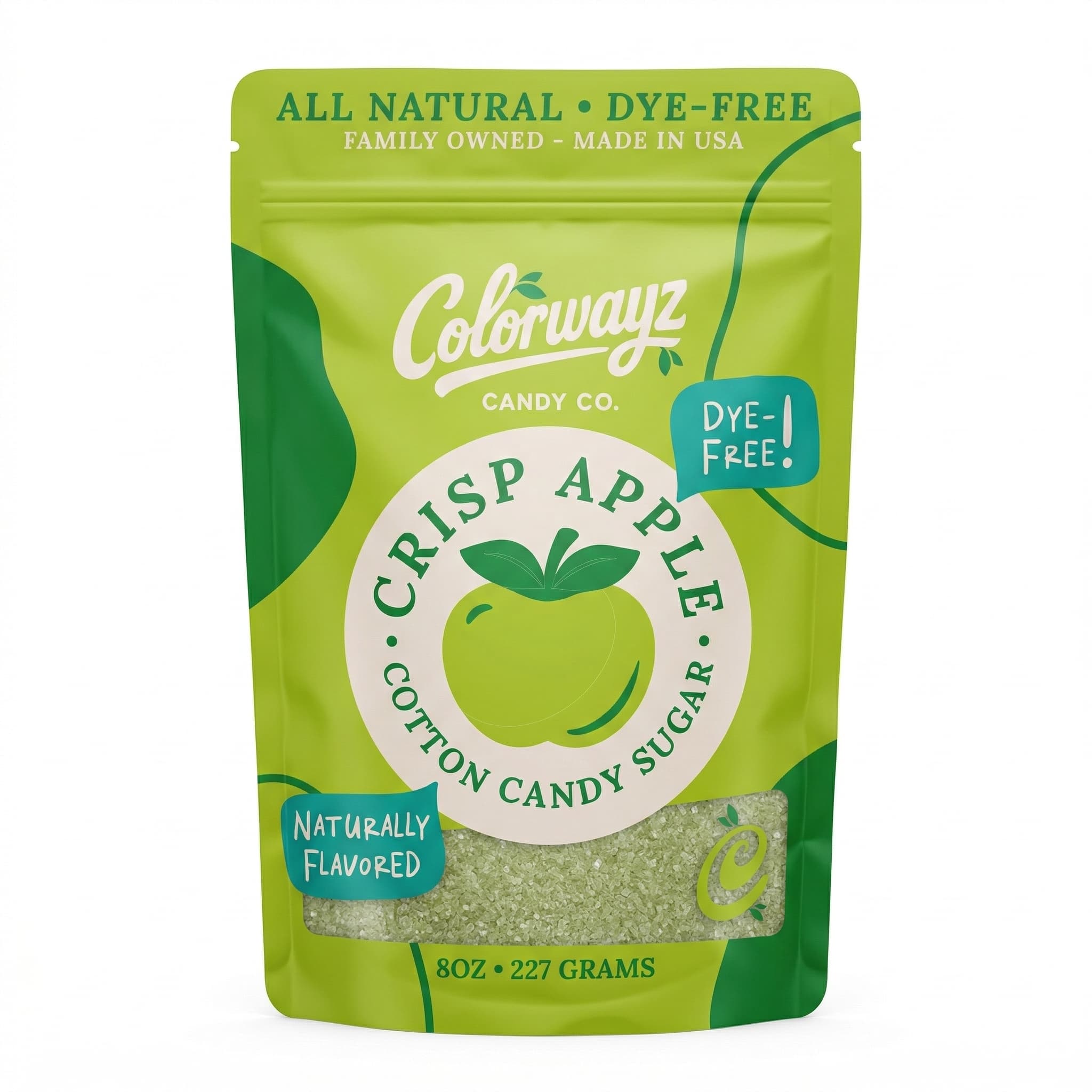 Dye-free apple cotton candy sugar 8oz pouch — Colorwayz