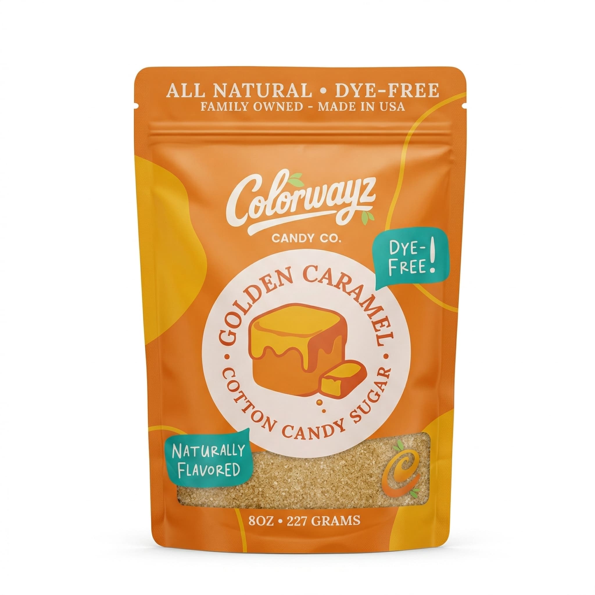 Dye-free caramel cotton candy sugar 8oz pouch — Colorwayz