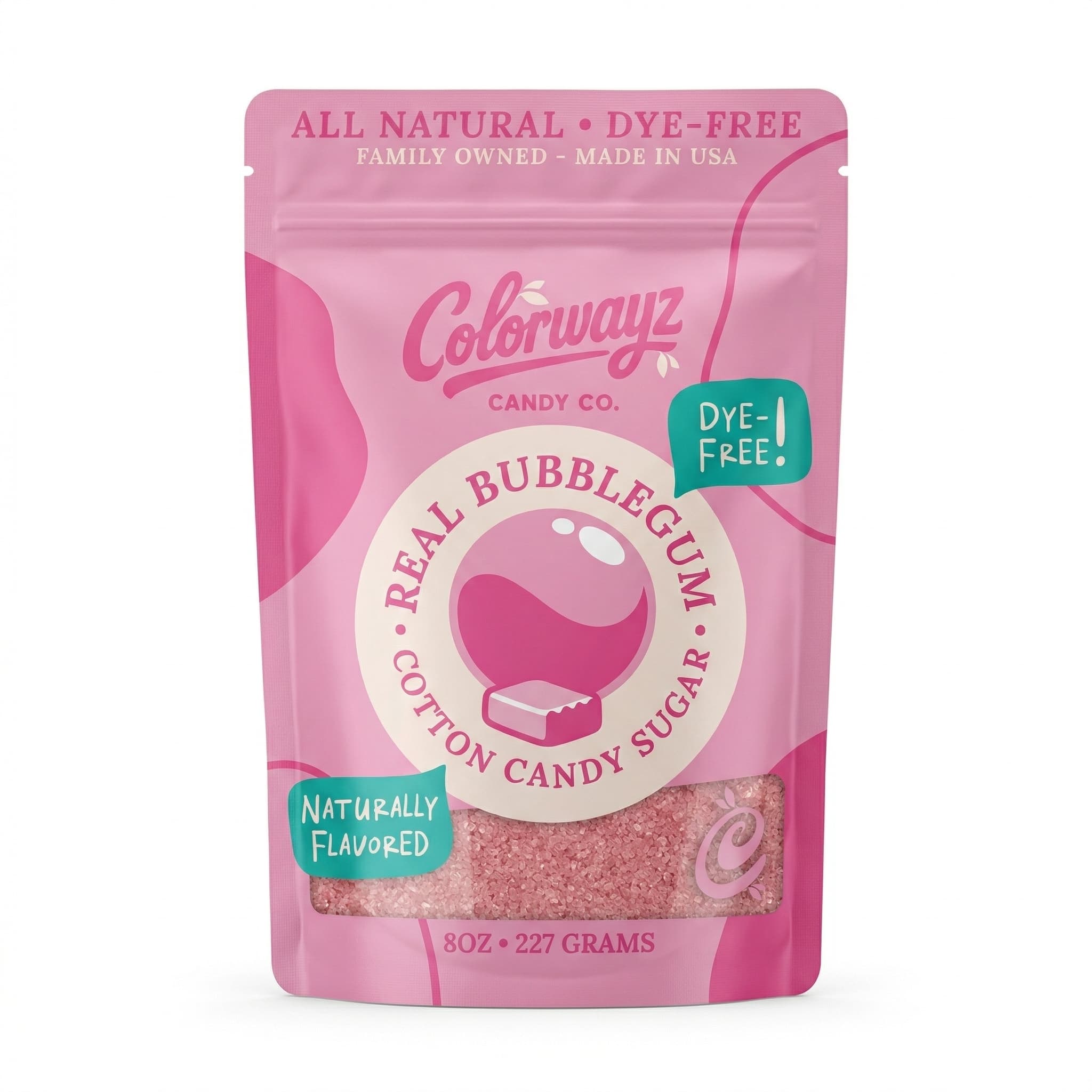 Dye-free bubblegum cotton candy sugar 8oz pouch — Colorwayz