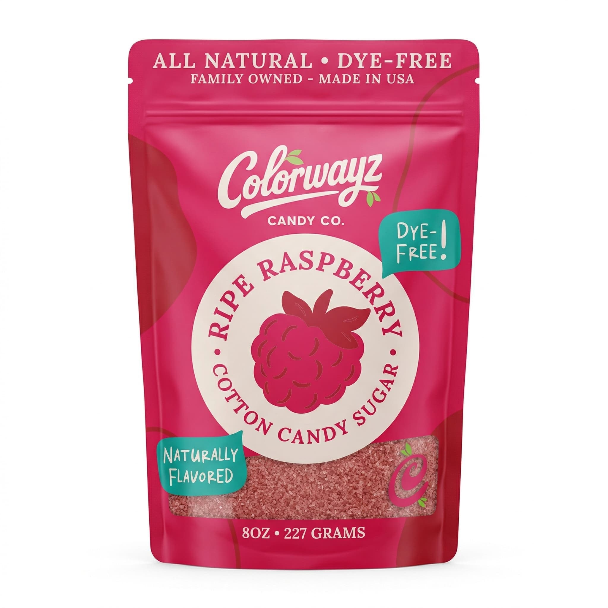Dye-free raspberry cotton candy sugar 8oz pouch — Colorwayz