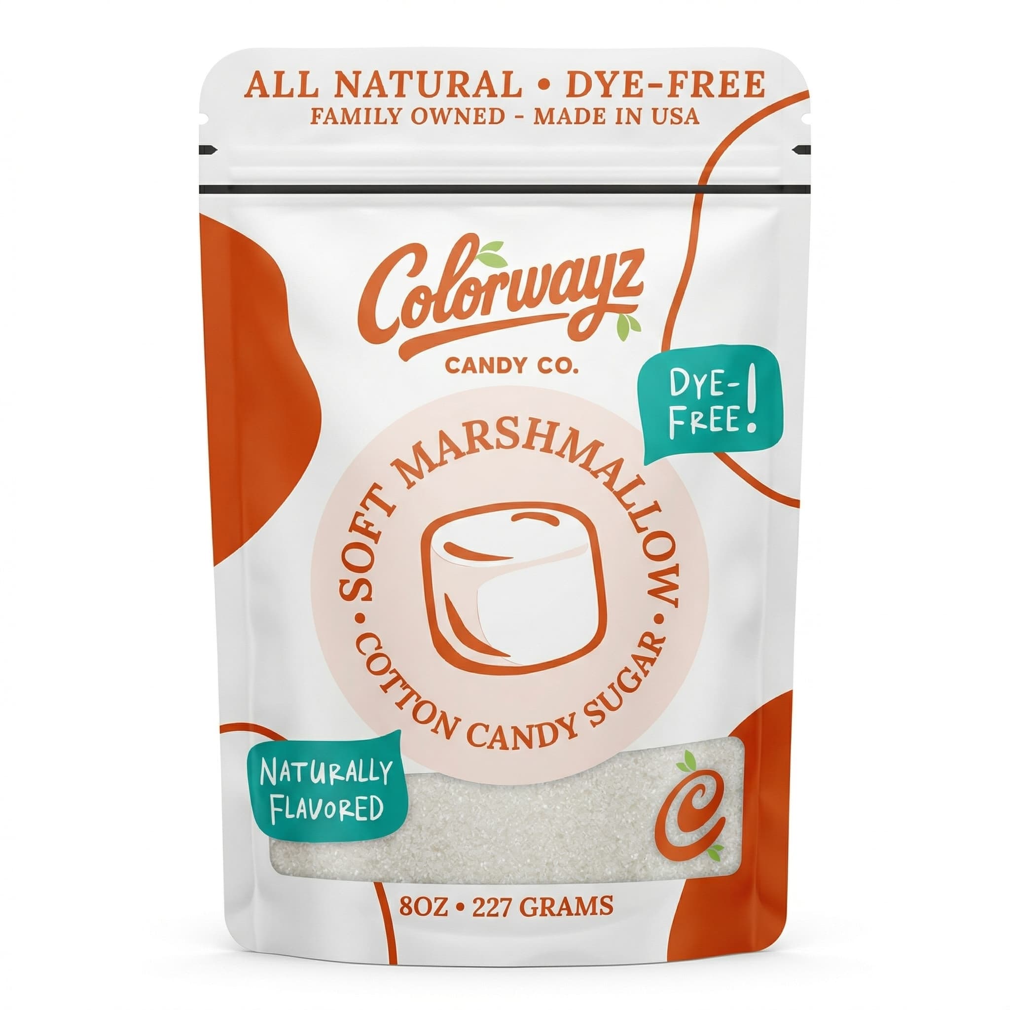 Dye-free marshmallow cotton candy sugar 8oz pouch — Colorwayz