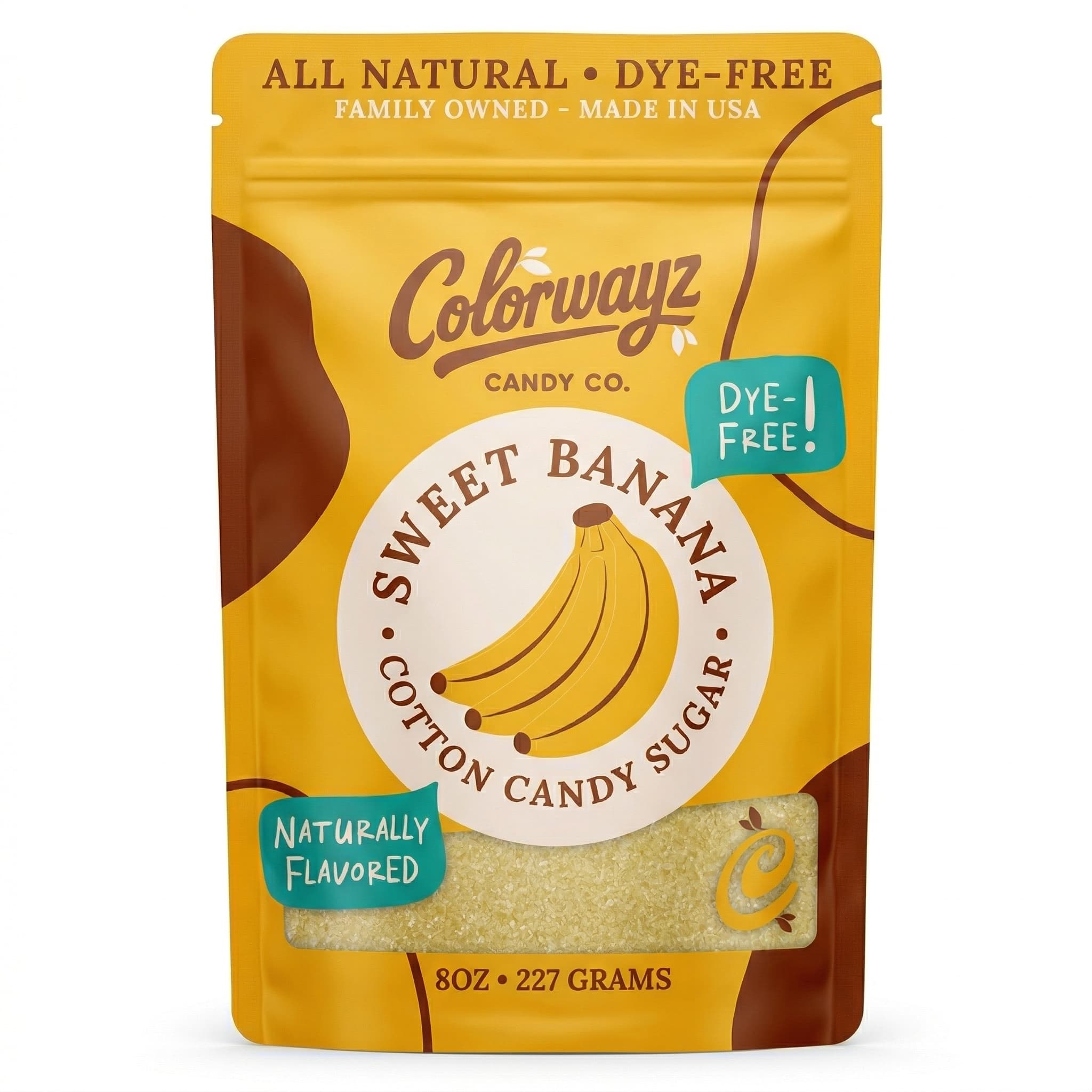 Dye-free banana cotton candy sugar 8oz pouch — Colorwayz