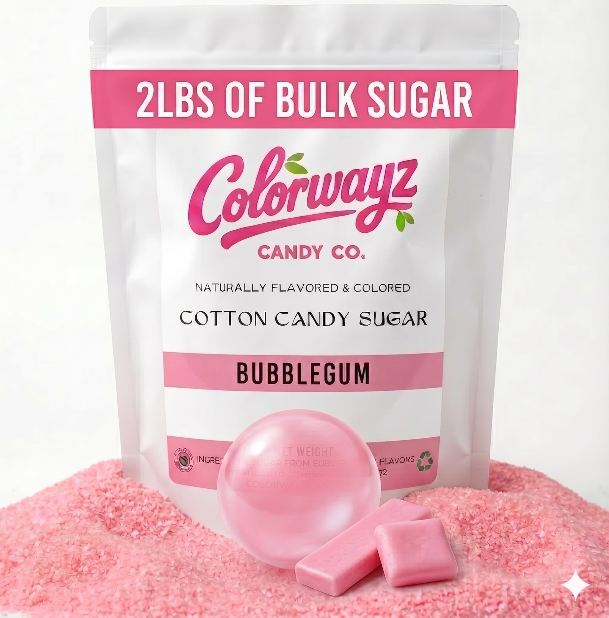 Bubblegum Cotton Candy Sugar – Dye-Free (2lb Bulk)
