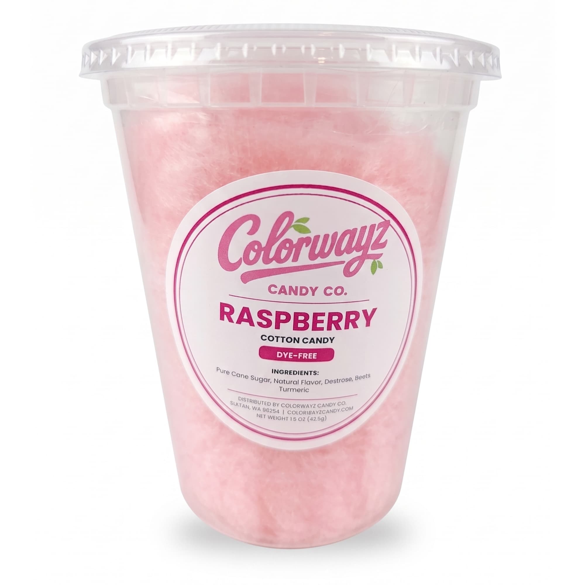 Raspberry Spun Cotton Candy – Dye-Free (Ready-to-Eat 1.5oz)