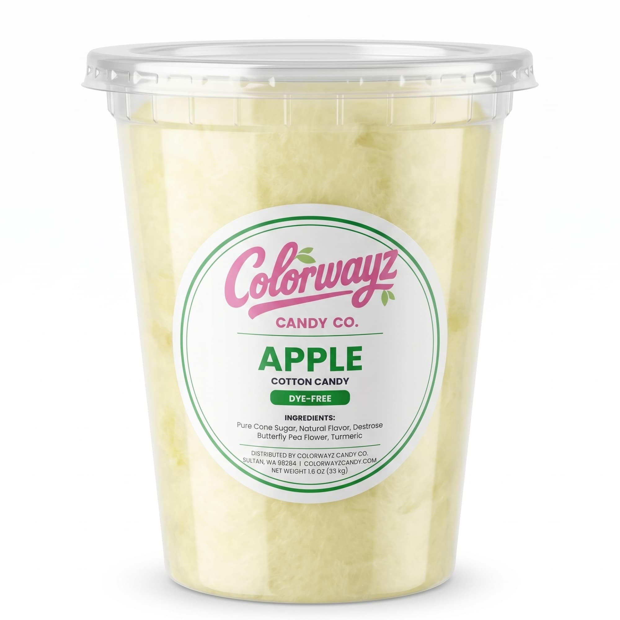 Apple Spun Cotton Candy – Dye-Free (Ready-to-Eat 1.5oz)