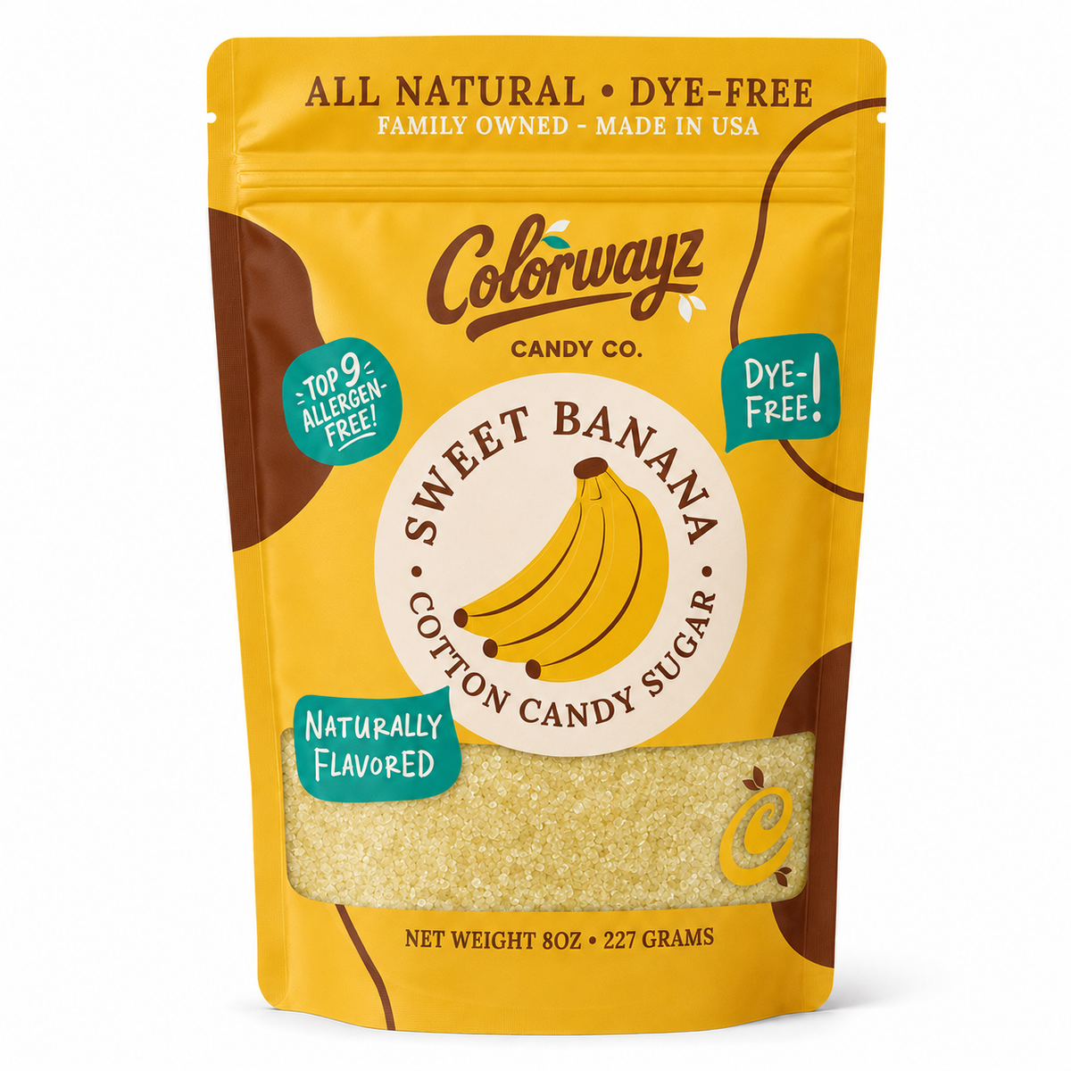 Dye-free banana cotton candy sugar 8oz pouch — Colorwayz
