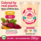 Classic Cake Batter cotton candy showing turmeric and beets used for color.