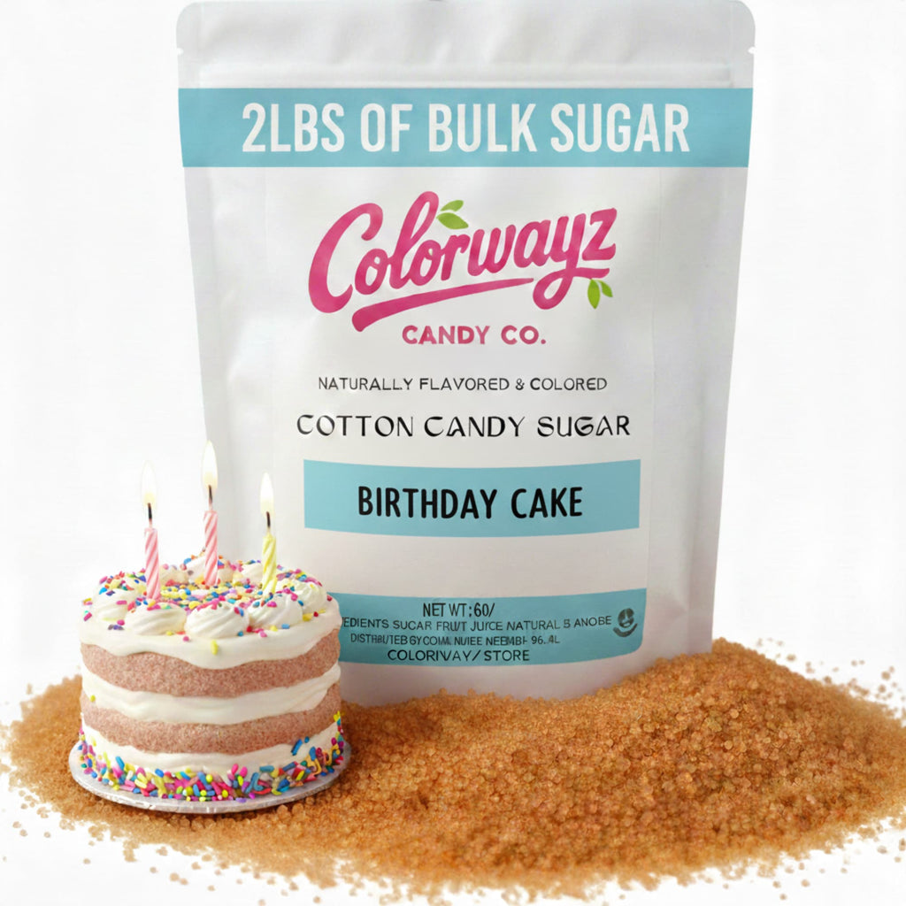 Colorwayz Birthday Cake cotton candy sugar, 2 lb bulk floss sugar, naturally flavored and colored