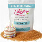 Colorwayz Birthday Cake cotton candy sugar, 2 lb bulk floss sugar, naturally flavored and colored