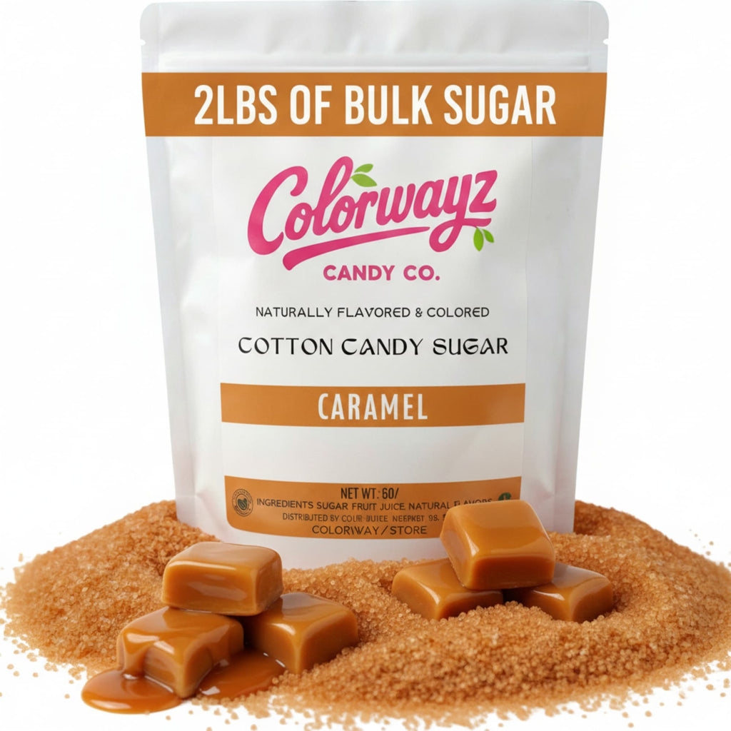 Colorwayz Caramel cotton candy sugar, 2 lb bulk floss sugar, naturally flavored and colored