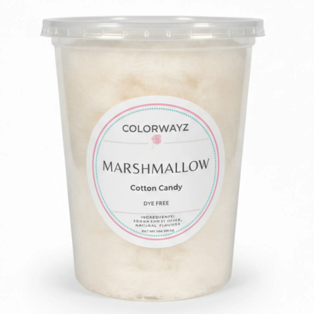 Colorwayz Marshmallow cotton candy, dye-free cotton candy made with natural marshmallow flavor