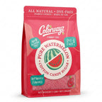 Colorwayz Candy Co. Pure Watermelon Cotton Candy Sugar 2 lb pouch with pink watermelon sugar visible through the front window