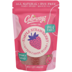 Colorwayz Simple Strawberry dye-free cotton candy sugar in an 8oz resealable bag, made with natural flavors and no artificial dyes
