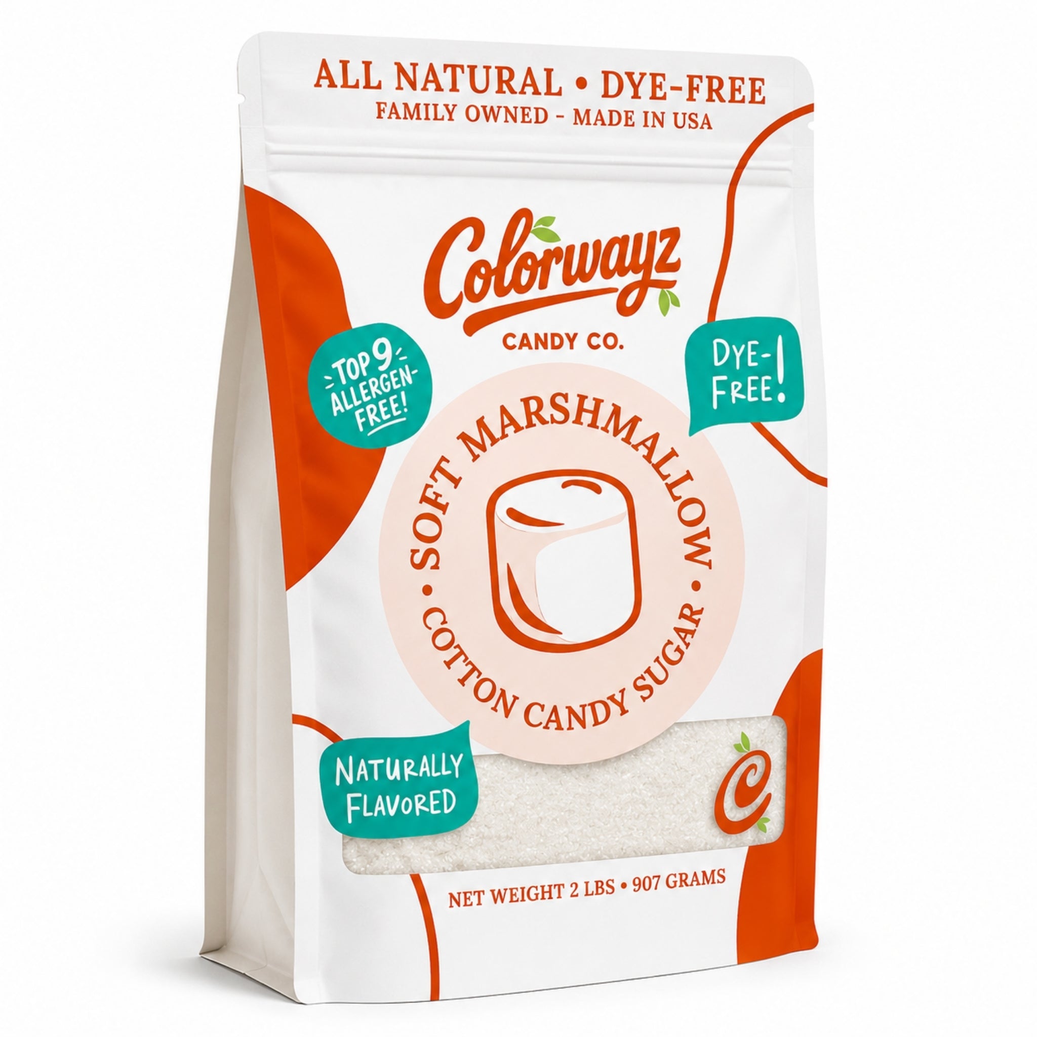 Dye-Free Marshmallow Cotton Candy Sugar – 2lb Bulk | Colorwayz