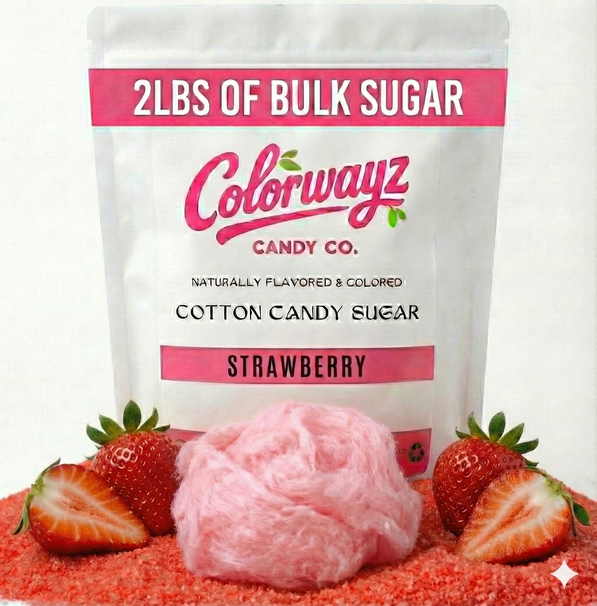 Strawberry cotton candy made with Colorwayz naturally flavored and colored cotton candy sugar