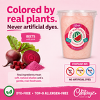 Pure Watermelon cotton candy showing beets as the source of its soft pink color.