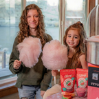 Kids enjoying dye-free Pure Watermelon cotton candy made with Colorwayz cotton candy sugar at home.