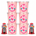 Six tubs of Colorwayz Real Bubblegum cotton candy with two miniature gumball machines.
