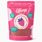Colorwayz Simple Strawberry dye-free cotton candy sugar in an 8oz resealable bag, made with natural flavors and no artificial dyes
