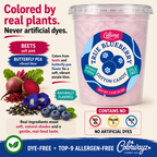 True Blueberry cotton candy showing beets and butterfly pea flower used for color.