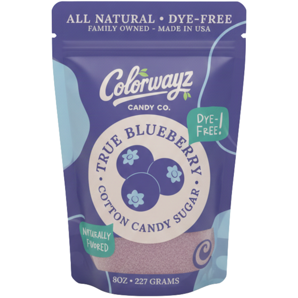 True Blueberry Dye-Free Cotton Candy Sugar (8oz) - All Natural Floss Sugar for Machines