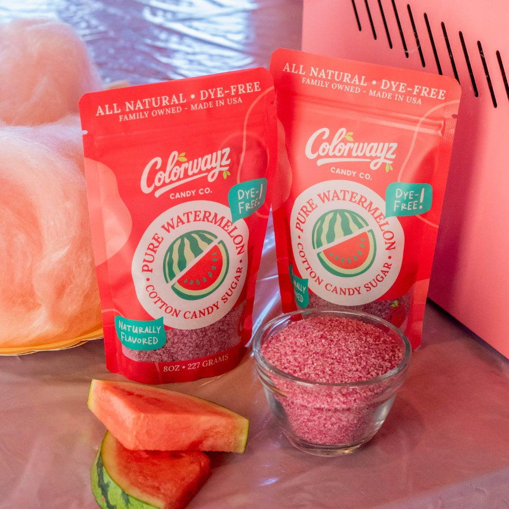 Colorwayz dye-free cotton candy sugar bags in watermelon flavor